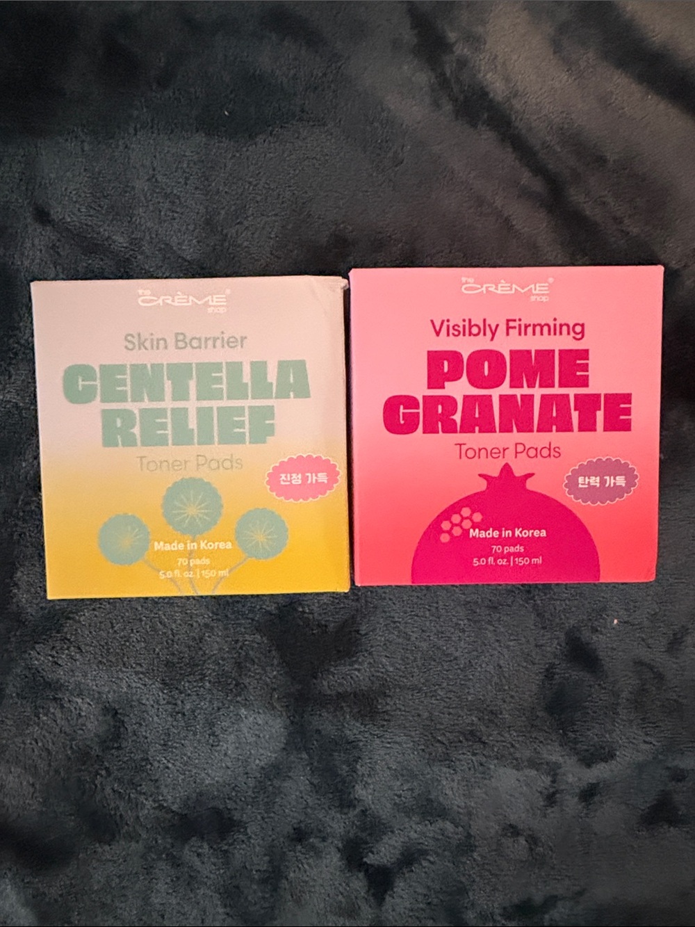The Crème Shop Visibly Firming Pome Granate Toner Pads + skin barrier Centella